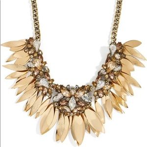 BaubleBar “Callisto” Crystal Gold Feather Statement Necklace